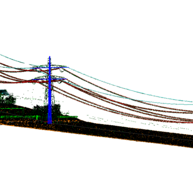 Profile view of Transmission line vector along with intensity view of LiDAR data