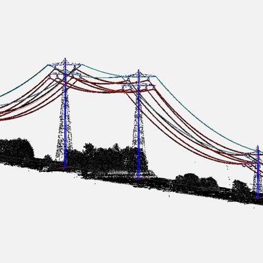 Profile view of Transmission line vector along with intensity view of LiDAR data