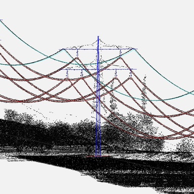 Profile view of Transmission line vector along with intensity view of LiDAR data
