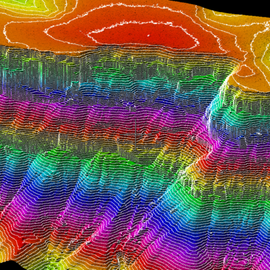 Surface of a Cliff in 3D with contour